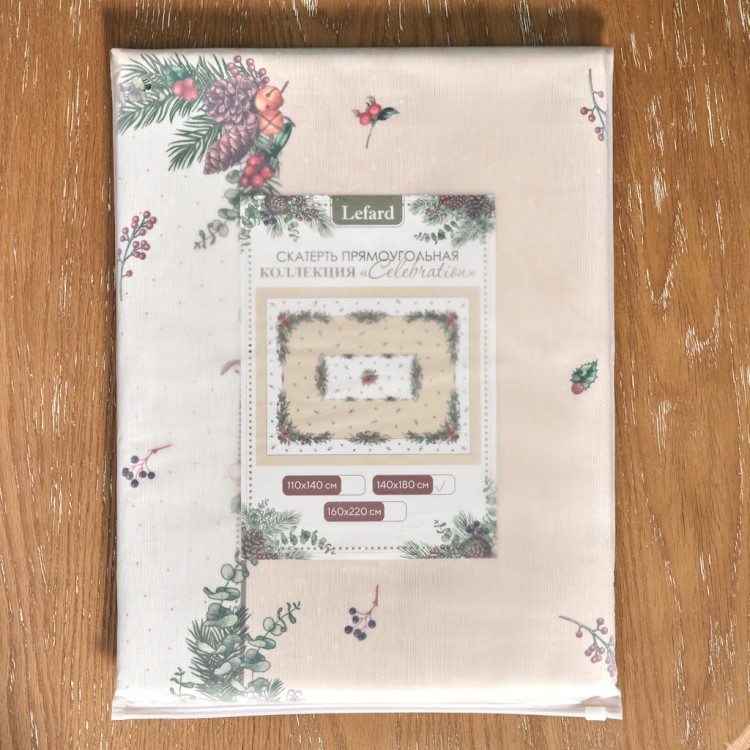 Скатерть  160х220 cm  прямоугольная, "celebration", цвет: бежевый, tm lefard, полиэстер 100% (кор=18 Lefard (986-001-20)