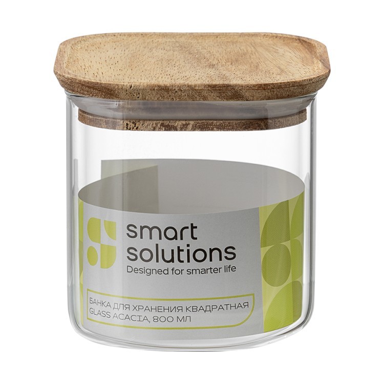 Банка для хранения квадратная glass acacia, 800 мл (79983)