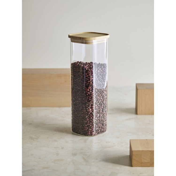 Банка для хранения квадратная glass bamboo, 2,2 л (77501)