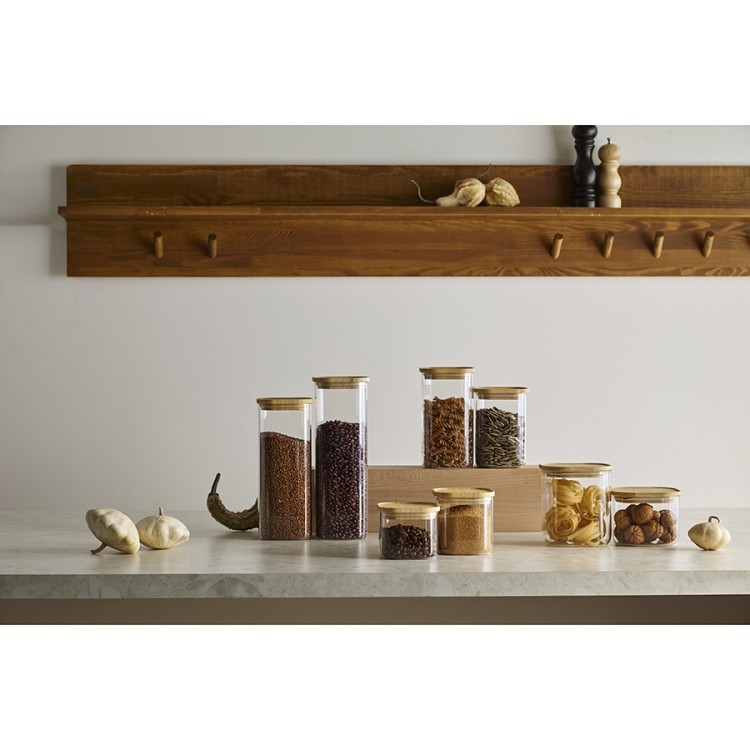 Банка для хранения квадратная glass bamboo, 2,2 л (77501)