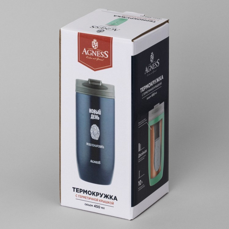 Термокружка agness "новый день" 450мл Agness (709-115)