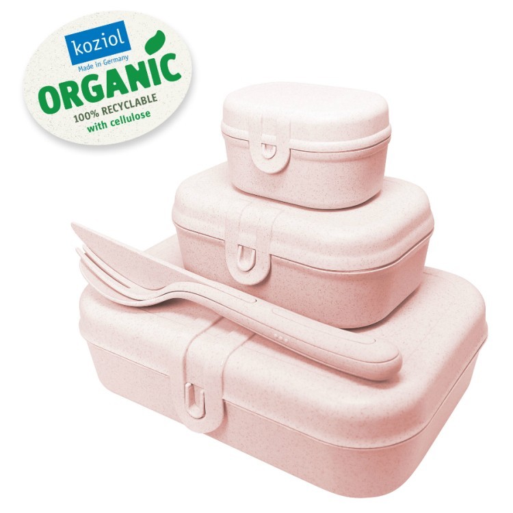 Набор ланч-боксов и столовых приборов pascal, organic, розовый, 3 шт. (67288)