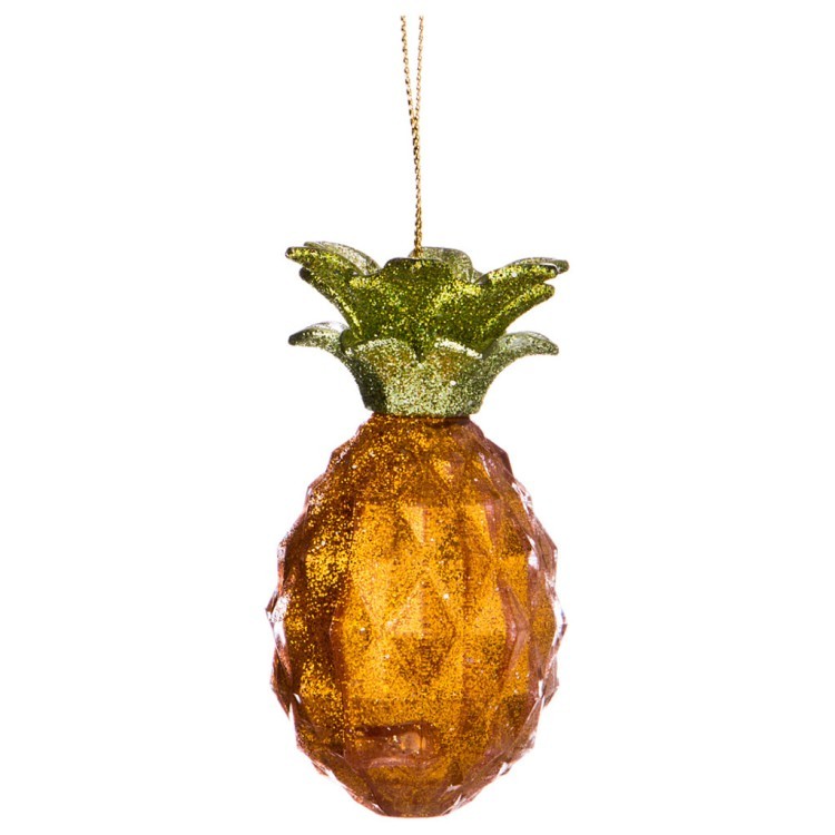 Декоративное изделие "ананас" 8,5*4,5 см цвет: янтарь с глиттером без упаковки (мал=24шт./кор=288шт. Lefard (865-453)