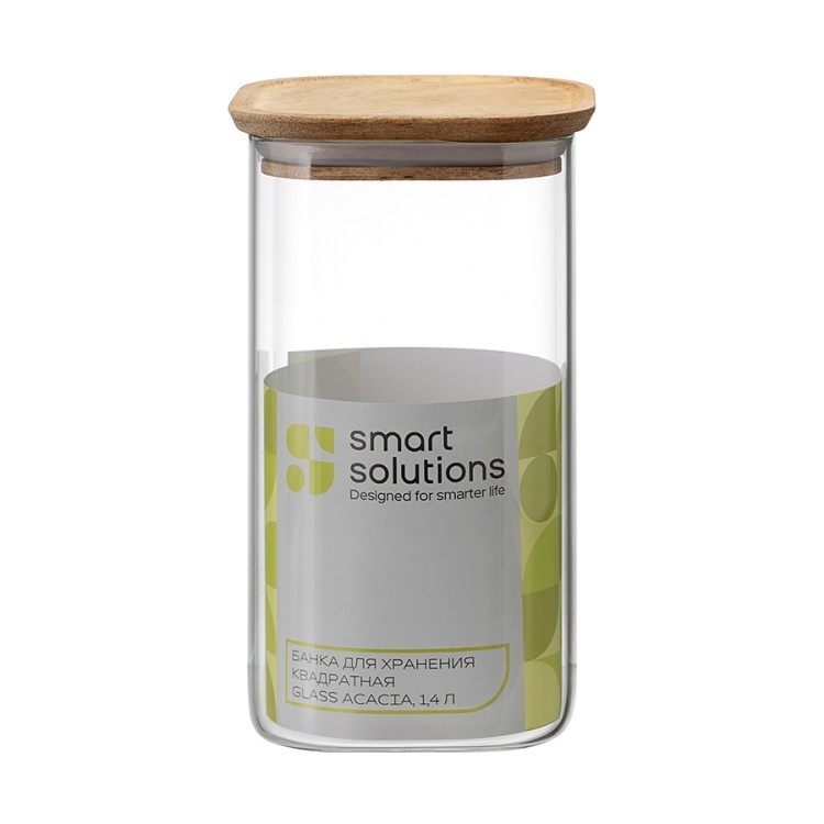 Банка для хранения квадратная glass acacia, 1,4 л (79980)