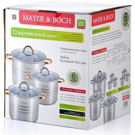 Наб/посуды 6пр 8,6+10,6+12,9л с/кр Mayer&Boch (26701)