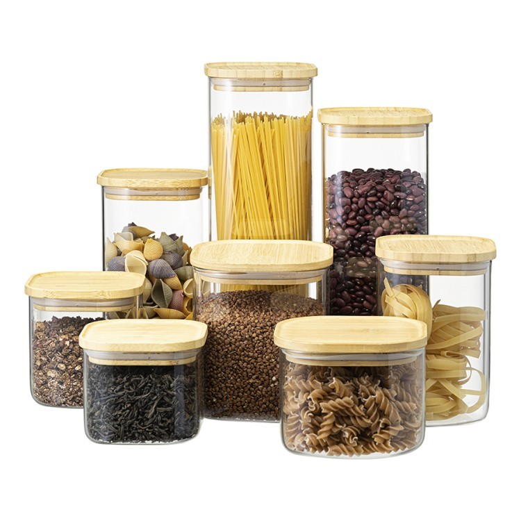 Банка для хранения квадратная glass bamboo, 600 мл (77502)
