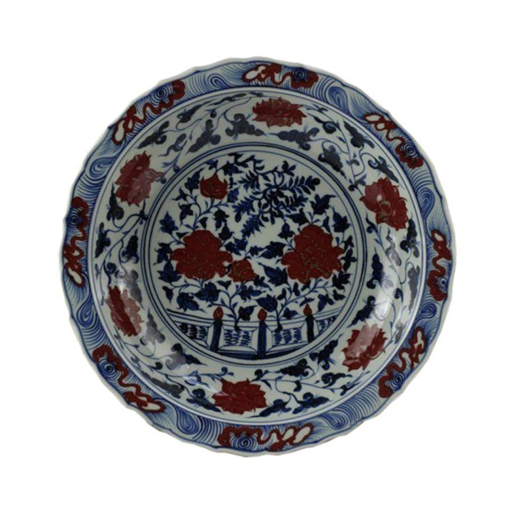 Ваза декоративная RZEZ09-B, 43, фарфор, Blue/white/red, ROOMERS FURNITURE