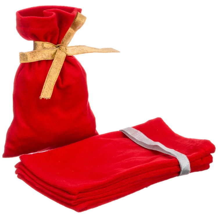 Набор мешочков подарочных из 5шт "сувенир", 20х13см, 100%пэ, плюш красный Текстильный Мир (850-002-3)