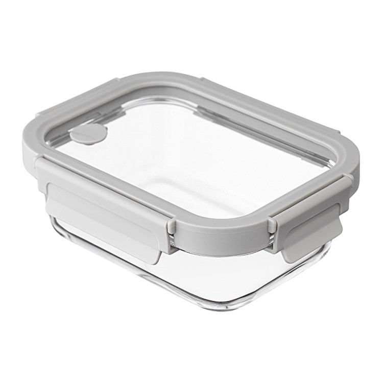 Контейнер для запекания и хранения прямоугольный click glass, 640 мл, светло-серый (77789)