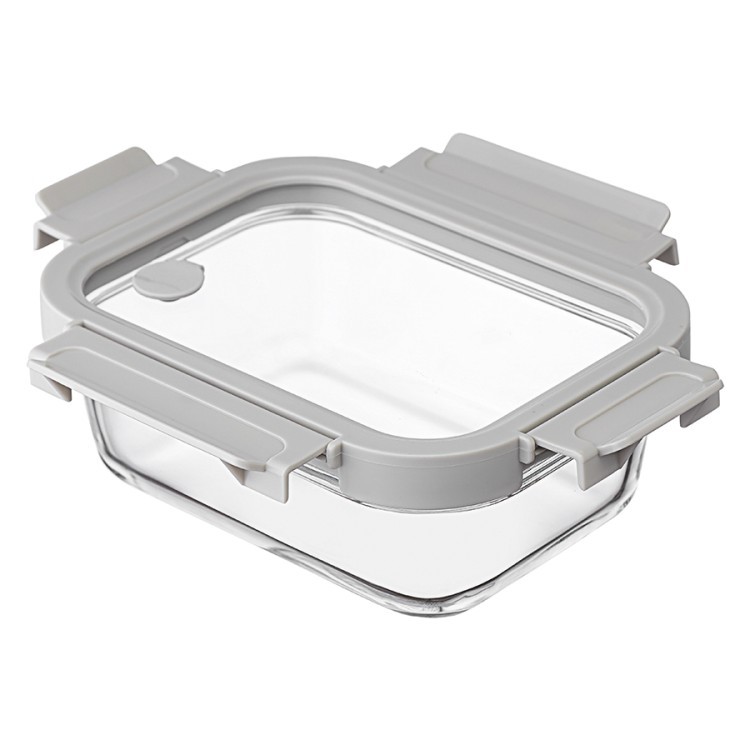 Контейнер для запекания и хранения прямоугольный click glass, 640 мл, светло-серый (77789)