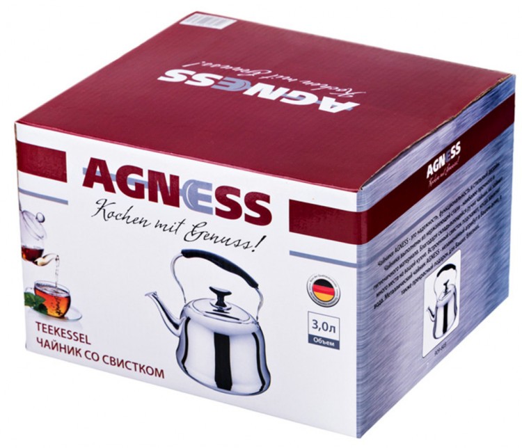 Чайник agness со встроенным свистком 3 л. Agness (909-603)