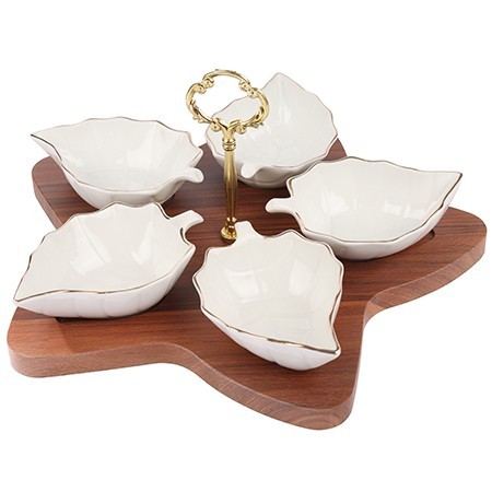 Менажница на подставке 5 блюд 6пр керамика LR (90030-150)