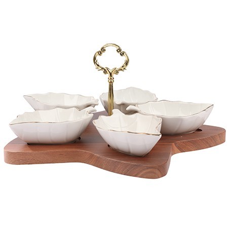 Менажница на подставке 5 блюд 6пр керамика LR (90030-150)