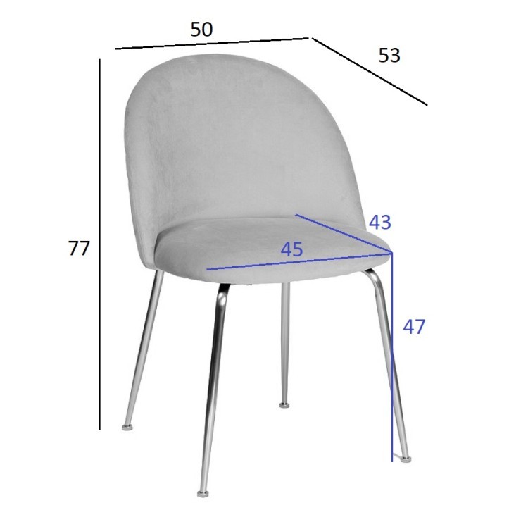 Стул велюр хаки, мет.ножки 50*53*77см (TT-00014092)