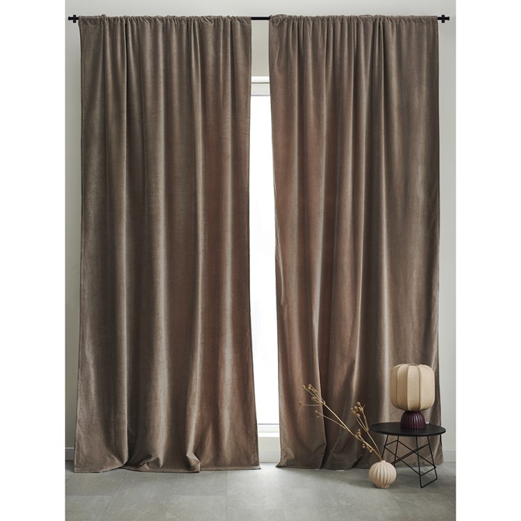 Штора из хлопкового бархата серого цвета из коллекции essential, 150х290 см (76956)