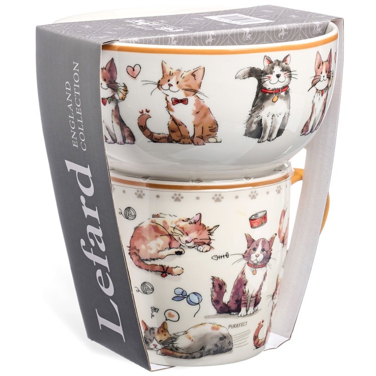 Набор для завтрака lefard "cats", 2 пр.: салатник 500мл, кружка 345мл Lefard (260-1054)