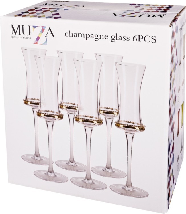 Набор из 6-ти бокалов для шампанского "тоскана" 130 мл. серия "muza color" (кор=4наб.) Muza (595-005)