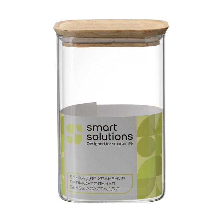 Банка для хранения прямоугольная glass acacia, 1,3 л (79985)