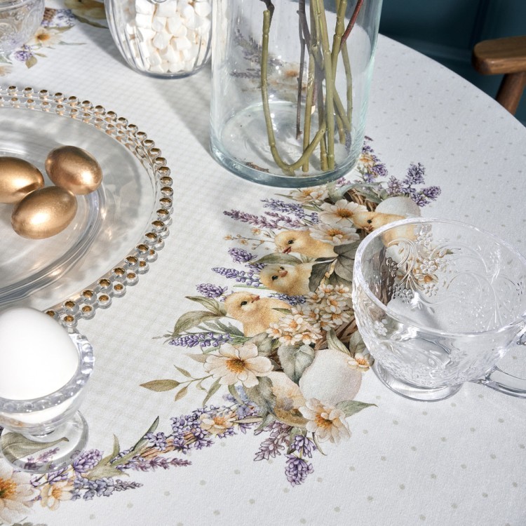 Скатерть овальная "лавандовая весна" 140х180см, 100% хлопок, твил c пропиткой Lefard (850-768-4)