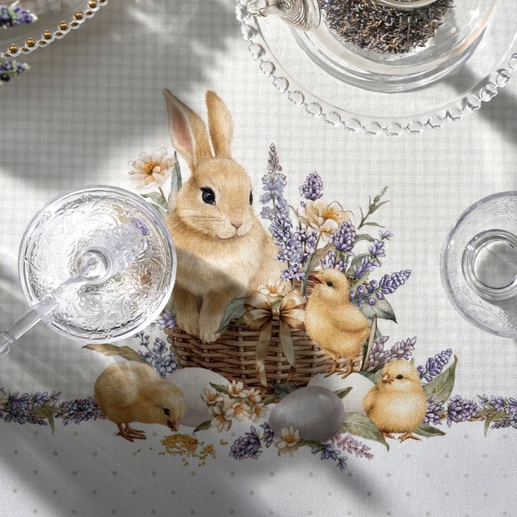 Скатерть овальная "лавандовая весна" 140х180см, 100% хлопок, твил c пропиткой Lefard (850-768-4)