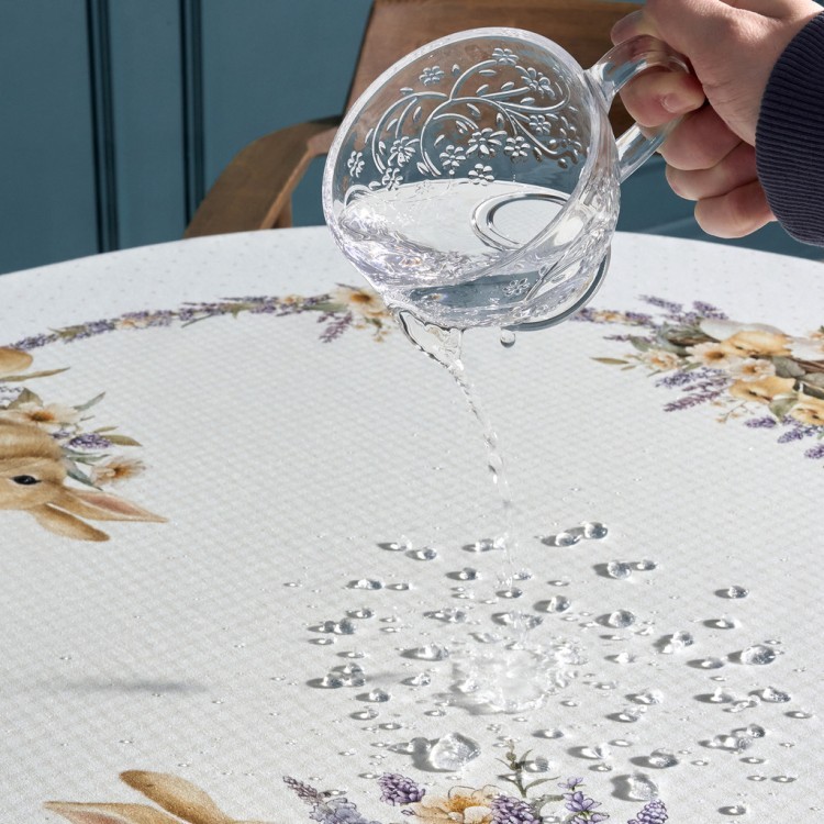 Скатерть овальная "лавандовая весна" 140х180см, 100% хлопок, твил c пропиткой Lefard (850-768-4)