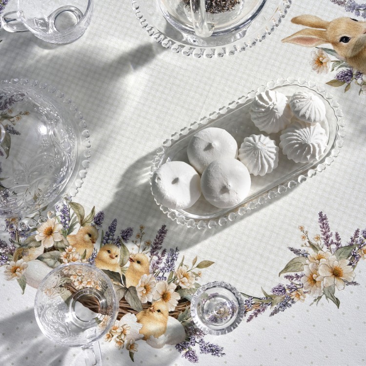 Скатерть овальная "лавандовая весна" 140х180см, 100% хлопок, твил c пропиткой Lefard (850-768-4)