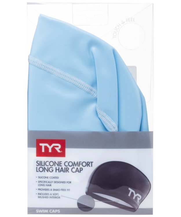 Шапочка для плавания Long Hair Silicone Comfort Swim Cap, силикон, LSCCAPLH/450, голубой (724310)