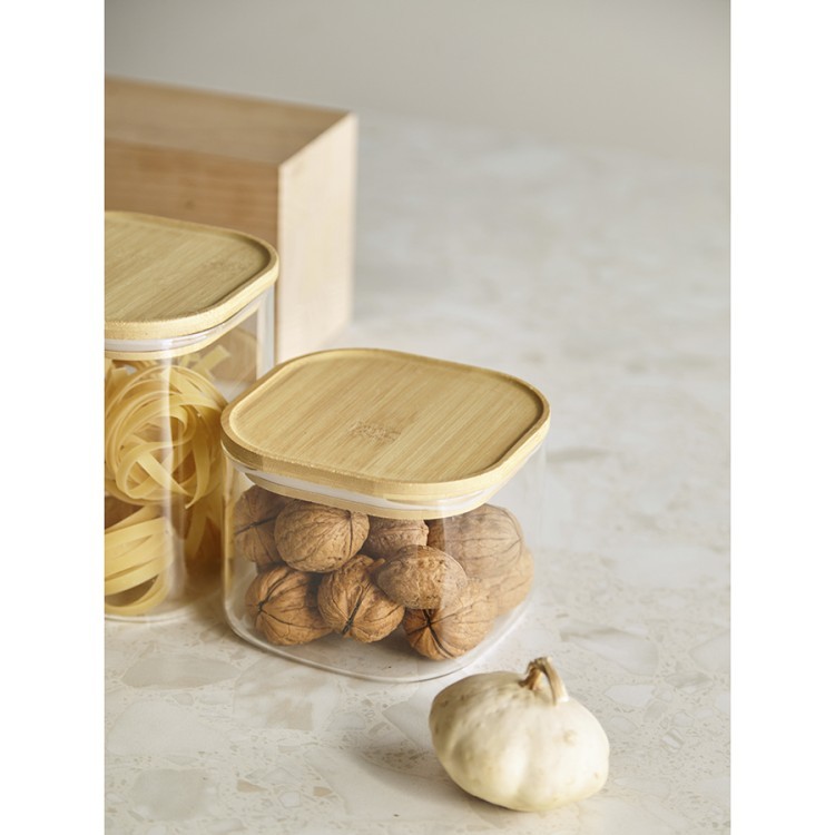 Банка для хранения квадратная glass bamboo,1 л (77504)
