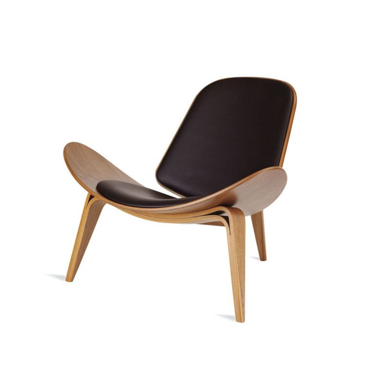 Стул Шелл BLS-01/A535walnut, дерево, натуральна кожа, walnut/brown, ROOMERS FURNITURE Стул Шелл BLS-01/A535walnut, дерево, натуральна кожа, walnut/brown, ROOMERS FURNITURE