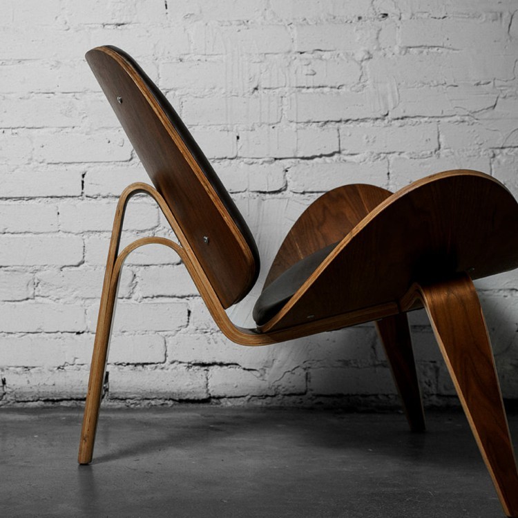 Стул Шелл BLS-01/A535walnut, дерево, натуральна кожа, walnut/brown, ROOMERS FURNITURE Стул Шелл BLS-01/A535walnut, дерево, натуральна кожа, walnut/brown, ROOMERS FURNITURE