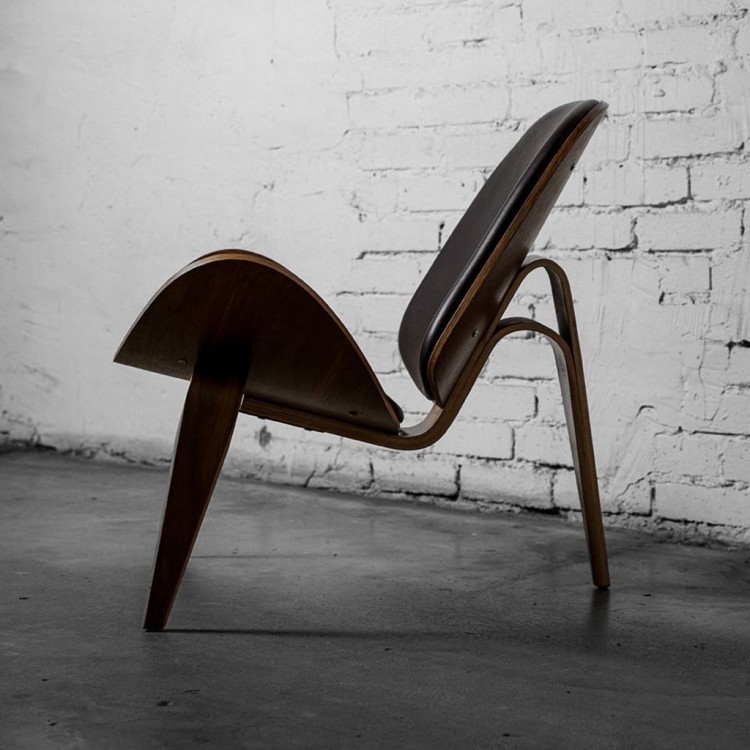 Стул Шелл BLS-01/A535walnut, дерево, натуральна кожа, walnut/brown, ROOMERS FURNITURE Стул Шелл BLS-01/A535walnut, дерево, натуральна кожа, walnut/brown, ROOMERS FURNITURE