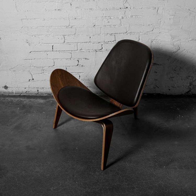 Стул Шелл BLS-01/A535walnut, дерево, натуральна кожа, walnut/brown, ROOMERS FURNITURE Стул Шелл BLS-01/A535walnut, дерево, натуральна кожа, walnut/brown, ROOMERS FURNITURE