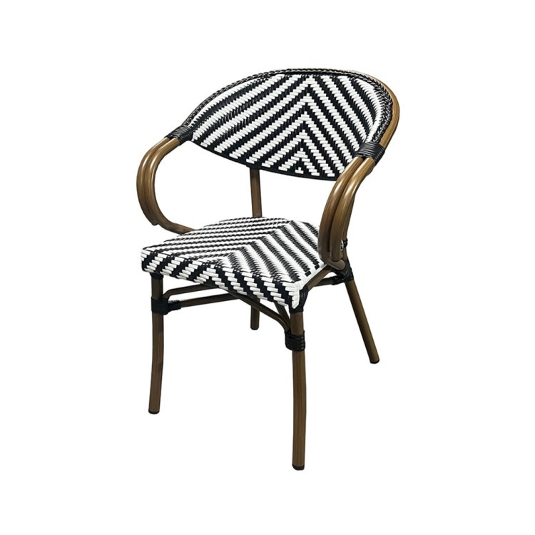 Полукресло E6014-W104/BLACK, металл, искусственный ротанг, Natural brown / black / white, ROOMERS FURNITURE