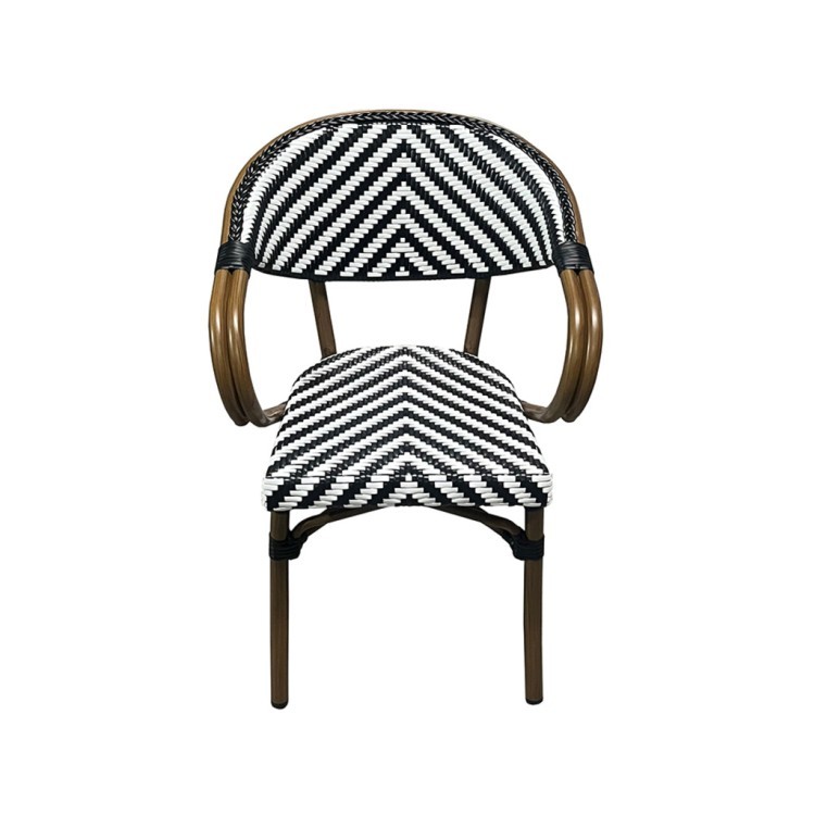 Полукресло E6014-W104/BLACK, металл, искусственный ротанг, Natural brown / black / white, ROOMERS FURNITURE