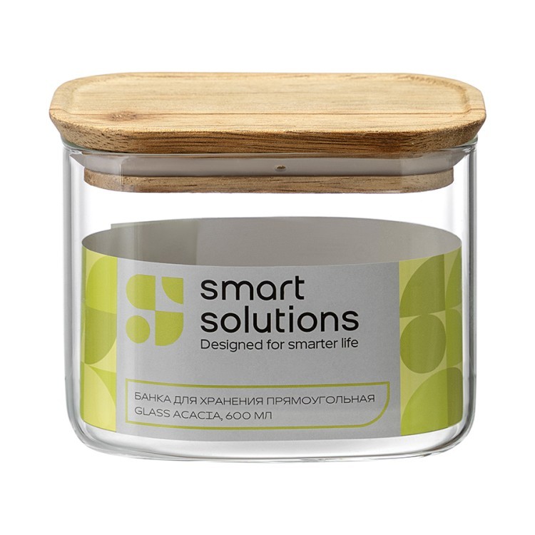 Банка для хранения прямоугольная glass acacia, 600 мл (79986)