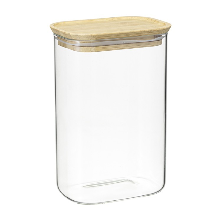 Банка для хранения прямоугольная glass bamboo, 1,3 л (77505)