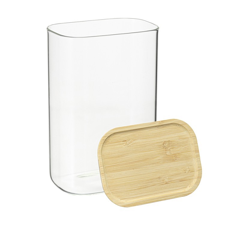 Банка для хранения прямоугольная glass bamboo, 1,3 л (77505)