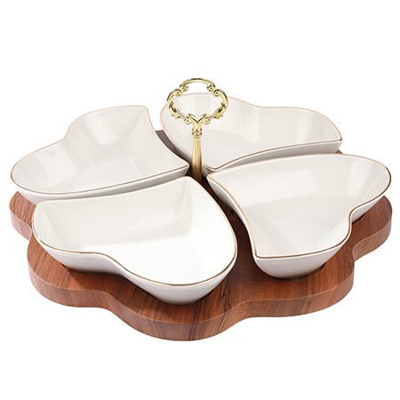 Менажница на подставке 4 блюда 5пр керамика LR (90029-135)