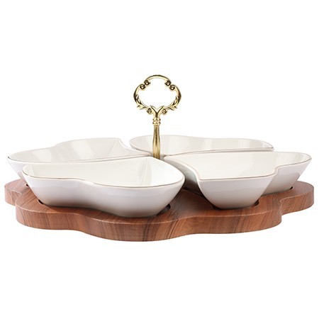 Менажница на подставке 4 блюда 5пр керамика LR (90029-135)