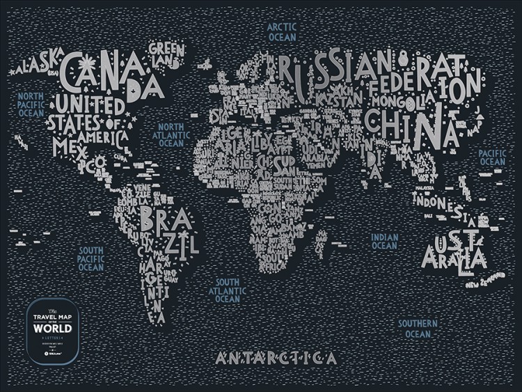 Карта travel map letters world (58631)
