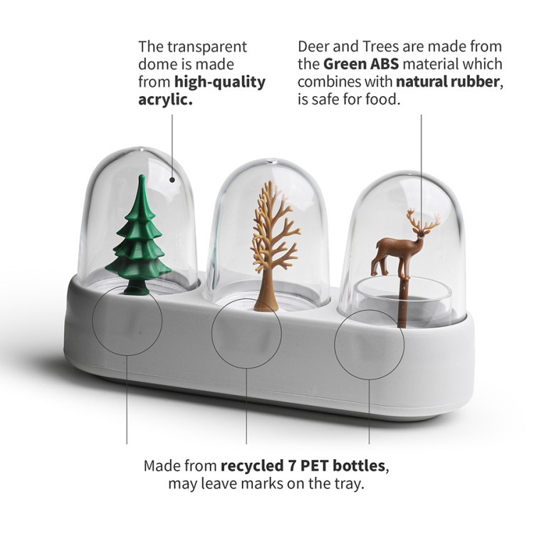 Набор емкостей для соли, перца, зубочисток с подставкой forest ecology (73829)