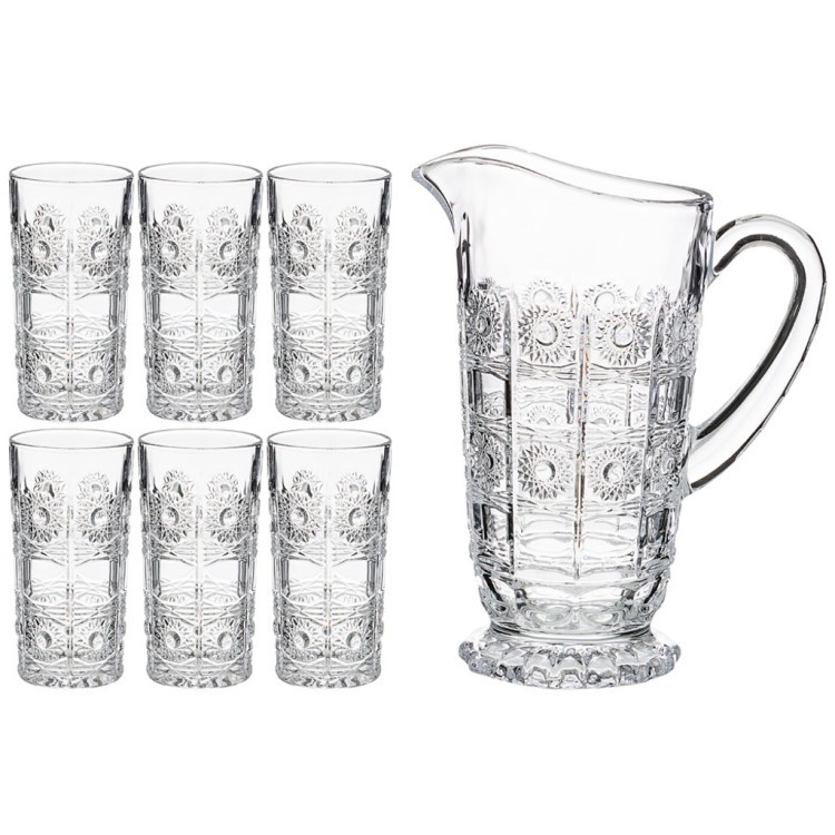 Набор для воды/сока "muza crystal" 7пр.: кувшин + 6 стаканов 1400/400 мл Lefard (195-189)