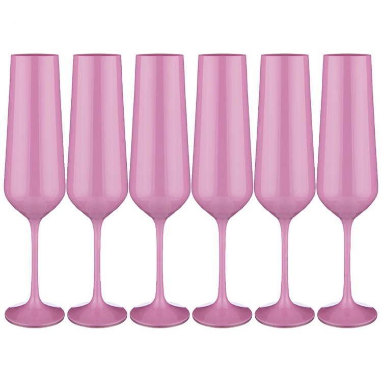 Набор бокалов для шампанского "sandra sprayed pink" из 6 шт. 200 мл. высота=25 см. Bohemia Crystal (674-722)