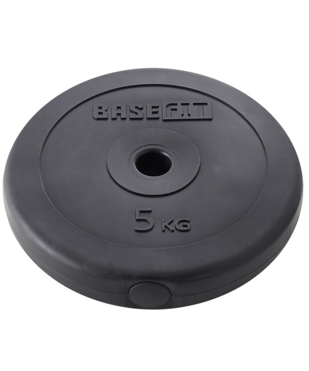 Диск пластиковый BASEFIT BB-203  5 кг, d=26 мм, черный. (2103436)
