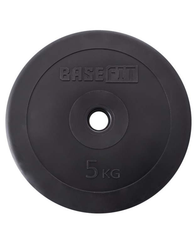 Диск пластиковый BASEFIT BB-203  5 кг, d=26 мм, черный. (2103436)