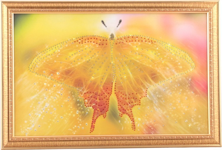 Картина бабочка желтая, стразы, 55х35см (562-019-28) 