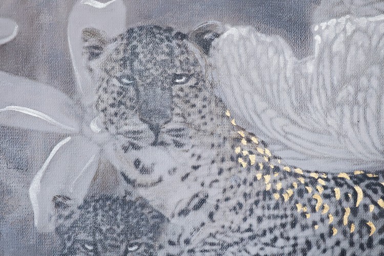 Холст "Африка леопард" 100*100 см, багет золото, зол.поталь (TT-00012749)