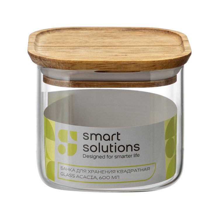 Банка для хранения квадратная glass acacia, 600 мл (79982)