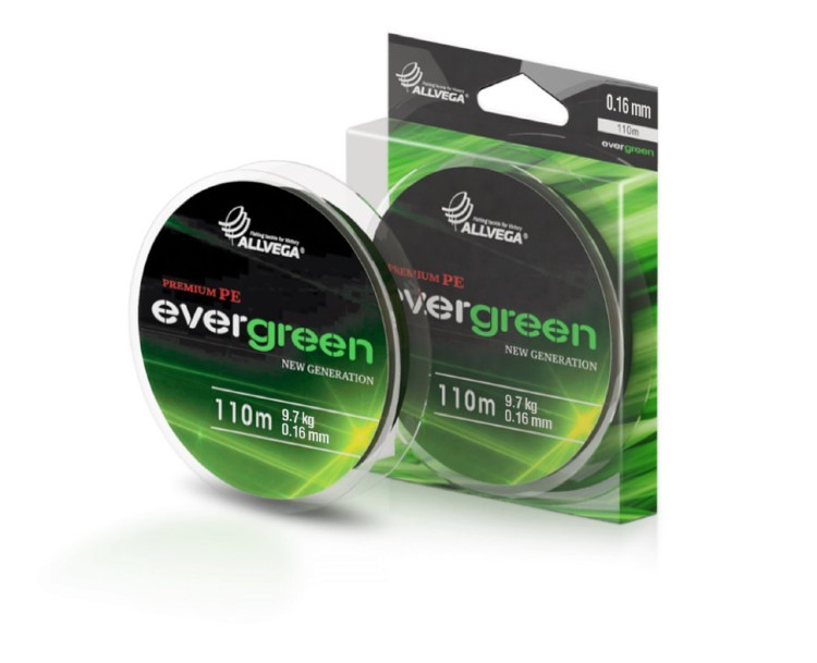 Леска плетеная Allvega Evergreen 110м 0,16мм (9,7кг) темно-зеленая (59028)
