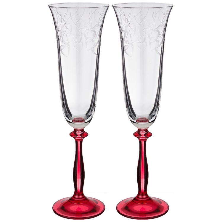 Набор бокалов для шампанского из 2 шт. "love red" 190 мл. высота 25 см Bohemia Crystal (674-752)